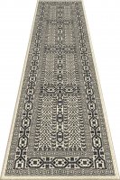 Vintage Geometric Hallway Runner Rug 0W146 Cotton Charcoal