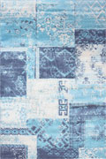 Morocco Square Pattern Rugs 39F7F Aqua Cotton
