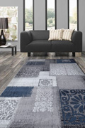 America Abstract Rugs 1905A D.Blue D.Grey