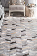 Anastasia Cowhide Patchwork Rugs Chevron