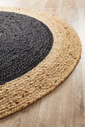 Aroma Round Jute Rugs Polo Black