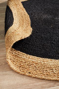 Aroma Round Jute Rugs Polo Black