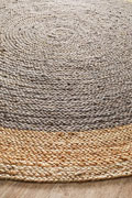 Aroma Round Jute Rugs Polo Charcoal