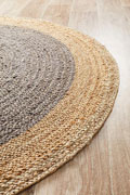 Aroma Round Jute Rugs Polo Charcoal