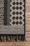 Charles Geometric Indoor Outdoor Rugs 8345 Black Jute
