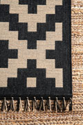 Charles Geometric Indoor Outdoor Rugs 8408 Black Jute