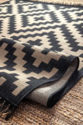Charles Geometric Indoor Outdoor Rugs 8408 Black Jute