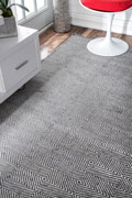 Delhi Flatweave Wool Rugs Diamond Grey White