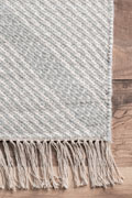 Delhi Flatweave Wool Rugs Rings Silver White