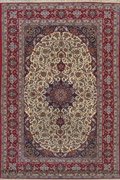 Isfahan Medallion Hand Knotted Wool & Silk Rug
