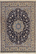 Nain Medallion Hand Knotted Wool & Silk Rug