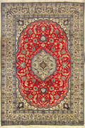 Nain Tabas Medallion Hand Knotted Wool & Silk Rug