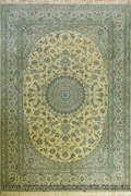 Nain Medallion Hand Knotted Wool & Silk Rug