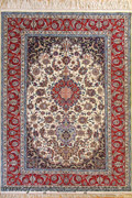 Isfahan Medallion Hand Knotted Wool & Silk Rug