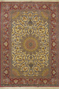 Isfahan Medallion Hand Knotted Wool & Silk Rug