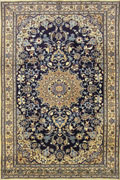 Nain Tabas Medallion Hand Knotted Wool & Silk Rug