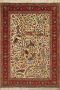 Tabriz Pictorial Hand Knotted Wool & Silk Rug