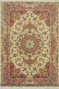 Tabriz Medallion Hand Knotted Wool & Silk Rug