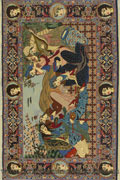 Isfahan Pictorial Hand Knotted Wool & Silk Rug
