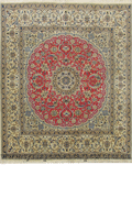 Nain Tabas Medallion Square Hand Knotted Wool Rug