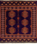 Turkomen Geometric Square Hand Knotted Wool Rug