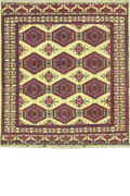 Turkomen Geometric Square Hand Knotted Wool Rug