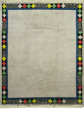 Nepal Hand Knotted Modern Border Wool Rug