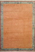 Nepal Hand Knotted Modern Border Wool Rug