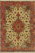 Tabriz Medallion Hand Knotted Wool & Silk Rug