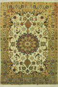 Tabriz Medallion Hand Knotted Wool & Silk Rug
