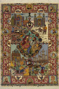 Tabriz Pictorial Hand Knotted Wool & Silk Rug
