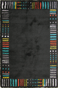 Casino Modern Border Rug 6003 Black