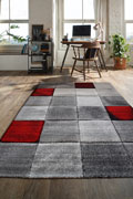 Love Modern Square Pattern Rugs 22064 Red Ruby