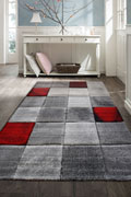 Love Modern Square Pattern Rugs 22064 Red Ruby