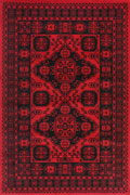Ellie Contemporary Afghan Pattern Rugs 2430A Red Red