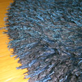 Oval Plain Shaggy Rug Blue