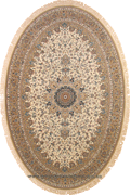 Tehran Traditional Oval Rug 750201 Cream