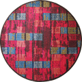 Kaleidoscope Abstract Round Rug E231A D. Brown Fume