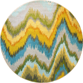 Kaleidoscope Striped Round Rug B645A Ocean Blue Turkuaz
