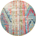 Kaleidoscope Distressed Round Rug E228B Multi Color
