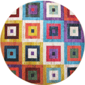 Kaleidoscope Square Pattern Round Rug B446A Multi Colour