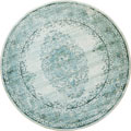 Morocco Medallion Round Rugs 0W06200 Cotton Aqua LJ