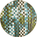 Morocco Sqaure Pattern Round Rug 0W416 Aqua Multi LJ