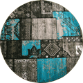 Patchworks Contemporary Round Rug 2676 Black Turquoise