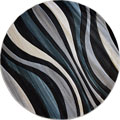Pisa Contemporary Wavy Round Rugs J431A Anthracite