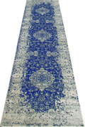 Morocco Medallion Hallway Runner Rug 79500 Chine Blue Cotton