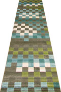 Morocco Square Design Hallway Runner Rug 0W416 Aqua Multi LJ