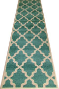 Morocco Trellis Hallway Runner Rug MG103 Aqua Cotton LJ