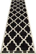 Morocco Trellis Hallway Runner Rug MG103 Charcoal Cotton LI