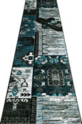 Patchworks Abstract Hallway Runner Rug 2998 Black Turquoise
